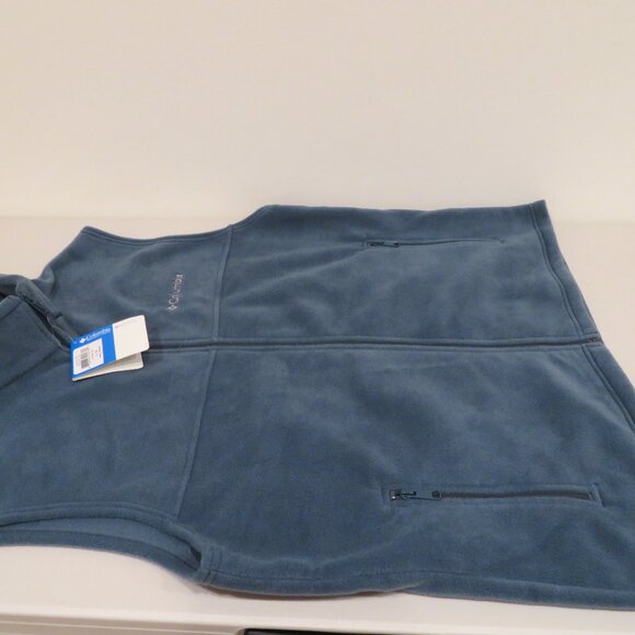 Men Large Blue Vest Columbia Fleece Lone Ridge Zipper Pocket Lightweight Warm - Picture 13 of 13